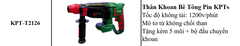 MÁY KHOAN PIN BÊ TÔNG KPTs KPT-T2126 3.0J 5.500V/P MÔ TƠ KHÔNG CHỔI THAN