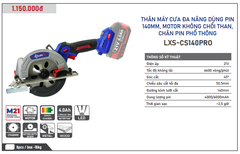 Thân Máy Cưa Đĩa Tròn Pin 21V LEOXs LXS-CS140PRO Không Chổi Than Lưỡi 140mm Cắt Gỗ Đa Năng