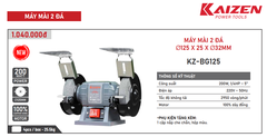 Máy Mài 2 Đá KAIZEN KZ-BG125 125mm 220V – Tốc Độ Chậm Chống Rung, Độ Chính Xác Cao