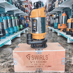 MÁY BƠM CHÌM NƯỚC THẢI CÓ CÁNH CẮT RÁC 1100W THÂN INOX 304 SWIRLS V1100D