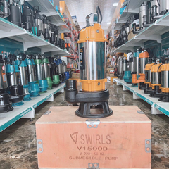 MÁY BƠM CHÌM NƯỚC THẢI CÓ CÁNH CẮT RÁC 1500W THÂN INOX 304 SWIRLS V1500D