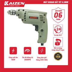 Máy Khoan Cầm Tay KAIZEN KZ-6510 400W Đầu 6.5mm Khoan Sắt Gỗ Bắt Vít