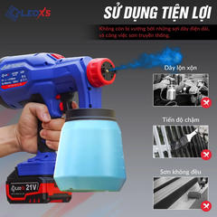 MÁY PHUN SƠN MINI DÙNG PIN CẦM TAY LEOxs LXS-SG900 MÔ TƠ KHÔNG CHỔI THAN CHÂN PIN PHỔ THÔNG