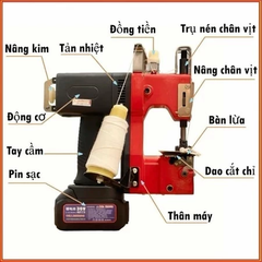 MÁY KHÂU BAO CẦM TAY CHẠY PIN XIANGYU GK9-2022 CÓ SẠC ĐI KÈM 2 PIN PHÙ HỢP CHO NGÀNH NÔNG SẢN VÀ NHỮNG NƠI VÙNG CAO CHƯA CÓ ĐIỆN PIN KHỎE TRÂU NHỎ GỌN TIỆN LỢI