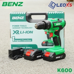 Máy Khoan Pin 21V Benz K600 3 Chức Năng Khoan Búa Bắt Vít 2 Pin 5 Cell Khoan Tường Sắt Gỗ