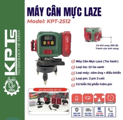 MÁY CÂN MỰC 12 TIA XANH KPTs KPT-2512 8 TIA ĐỨNG 4 TIA NGANG 2 PIN TO 3 CELL CÓ ĐÈN HIỂN THỊ PIN ĐỘ CHÍNH XÁC CAO SAI SỐ THẤP LÀM VIỆC CHUYÊN NGHIỆP THI CÔNG TƯỜNG TRẦN THẠCH CAO