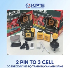 Máy Cân Mực Laser 16 Tia Xanh KPTs KPT-2516 8 Tia Đứng 8 Tia Ngang 2 Pin 3 Cell Đèn Hiển Thị Pin