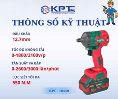 Máy Siết Bulong Pin 21V KPTs KPT-10450 Không Chổi Than 550Nm Chân Pin Phổ Thông Kèm 2 Pin 4.0AH Đầu Khẩu 2 Trong 1