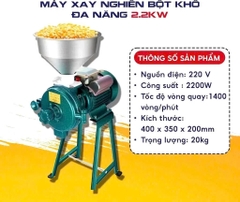 MÁY XAY NGHIỀN BỘT KHÔ ĐẦU NGHIỀN GANG MOTO 2.2KW LÕI HỢP KIM XAY CÁC LOẠI HẠT SIÊU NHANH