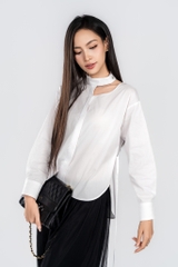 LUCINDA SHIRT- Áo Sơ Mi Cổ Tàu Cách Điệu YMY Chất Liệu Cotton/ Spandex Phong Cách Thanh Lịch, Hiện Đại  (Y06BLS04)