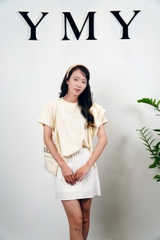 Ruffle Tee- Áo Phông Vai Bèo Điệu Đà YMY, Chất Liệu Cotton Thoáng mát