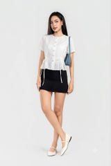 LUCINA TOP- Áo Sơ Mi Có Dây Rút Eo YMY Chất Liệu Boi Thêu Phong Cách Nữ Tính, Thanh Lịch (Y06BLS06)