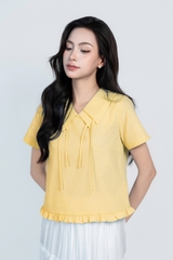 SORA TOP - Áo Sơ Mi Cách Điệu 2 Lớp Cổ Chất Liệu Cotton Nhập Khẩu Phong Cách Nhẹ Nhàng, Nữ Tính (Y05BLS05)