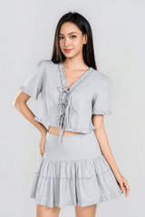 CALISTA SET- Set Áo Dây, Chân váy Ngắn YMY Chất Liệu Boi Thêu Phong Cách Trẻ Trung, Nữ Tính (Y06BLS08)