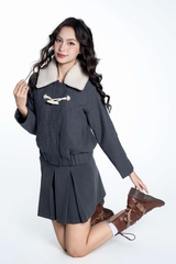 Áo Dạ Cúc Gỗ Cổ Viền Lông Chất Liệu Dạ Nhập Khẩu Phong Cách Hiện Đại (Y25FWJK03)