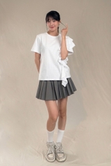 Ruffle Tee- Áo Phông Vai Bèo Điệu Đà YMY, Chất Liệu Cotton Thoáng mát
