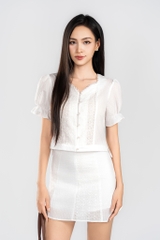 ELOISE BLOUSE- Áo Phối Vải Thêu YMY Chất Liệu Cotton, Poly (Y06BLS14)