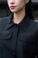 AMANDA TOP - Áo Khoác Ngắn Túi Hộp Chất Liệu Polyester Phong Cách Cá Tính, Hiện Đại (Y26JK02)