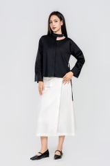 LUCINDA SHIRT- Áo Sơ Mi Cổ Tàu Cách Điệu YMY Chất Liệu Cotton/ Spandex Phong Cách Thanh Lịch, Hiện Đại  (Y06BLS04)