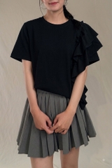 Ruffle Tee- Áo Phông Vai Bèo Điệu Đà YMY, Chất Liệu Cotton Thoáng mát