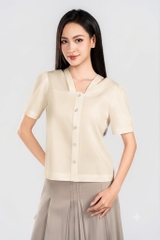 CLARA SHIRT- Áo Sơ Mi Dây Cổ YMY Chất Liệu Cotton/ Spandex Phong Cách Hiện Đại, Thanh Lịch (Y06BLS05)