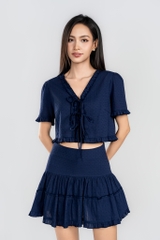CALISTA SET- Set Áo Dây, Chân váy Ngắn YMY Chất Liệu Boi Thêu Phong Cách Trẻ Trung, Nữ Tính (Y06BLS08)