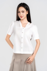 CLARA SHIRT- Áo Sơ Mi Dây Cổ YMY Chất Liệu Cotton/ Spandex Phong Cách Hiện Đại, Thanh Lịch (Y06BLS05)