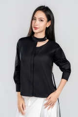 LUCINDA SHIRT- Áo Sơ Mi Cổ Tàu Cách Điệu YMY Chất Liệu Cotton/ Spandex Phong Cách Thanh Lịch, Hiện Đại  (Y06BLS04)