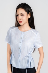 LUCINA TOP- Áo Sơ Mi Có Dây Rút Eo YMY Chất Liệu Boi Thêu Phong Cách Nữ Tính, Thanh Lịch (Y06BLS06)