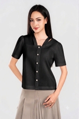 CLARA SHIRT- Áo Sơ Mi Dây Cổ YMY Chất Liệu Cotton/ Spandex Phong Cách Hiện Đại, Thanh Lịch (Y06BLS05)