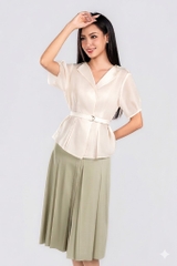 PAULINE SKIRT- Chân Váy Rập Ly YMY Chất Liệu Polyester/ Cotton Spandex Phong Cách Thanh Lịch (Y06SKS02)