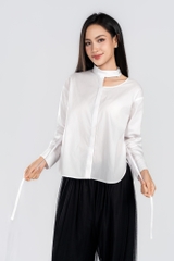 LUCINDA SHIRT- Áo Sơ Mi Cổ Tàu Cách Điệu YMY Chất Liệu Cotton/ Spandex Phong Cách Thanh Lịch, Hiện Đại  (Y06BLS04)