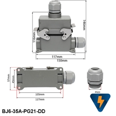 Bộ giắc cắm công nghiệp 6 chân 35A