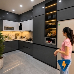 Tủ bếp nhựa chống nước, chống mối mọt, thi công trọn gói ECO-HP013