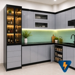 Tủ bếp nhựa chống nước, chống mối mọt, cánh kính sơn ECO-HP015