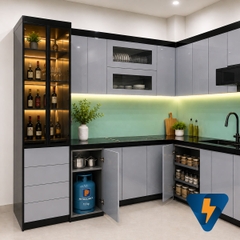 Tủ bếp nhựa chống nước, chống mối mọt, cánh kính sơn ECO-HP015