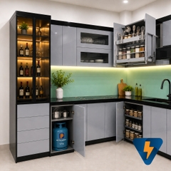 Tủ bếp nhựa chống nước, chống mối mọt, cánh kính sơn ECO-HP015
