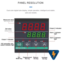 Đồng hồ điều khiển nhiệt độ PID BERM CH702 ra Relay SSR 72X72mm sử dụng cảm biến K PT100
