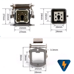 Đầu nối 5 chân, đầu nối 5 pin 4P + 1Pe kiểu góc vuông
