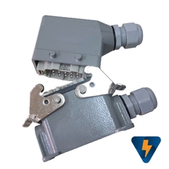 Đầu nối 10 pin + 1 Pe 16A đế nổi hướng bên hông