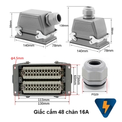 Heavy Duty Connector 48 Pin, AC 500 Volt  16A 6kv 3