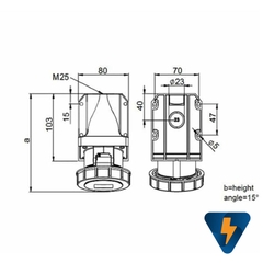 Ổ cắm PCE 3P 16A  F1132-6 | Phích cắm PCE 3P 16A F0132-6 công nghiệp