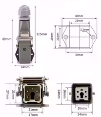 Đầu nối 5 chân, đầu nối 5 pin 4P + 1Pe kiểu nằm ngang