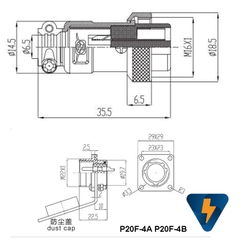 P20F-4A P20F-4B đầu nối dây chuyên dùng điều khiển 4 chân output Sinocontec