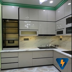 Bộ tủ bếp trên và tủ bếp dưới nhựa cao cấp Chinhuei plus cánh đặc phủ Acrylic ECO-HP002
