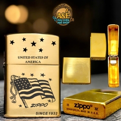 Vỏ Case Zippo Đồng Nguyên Khối Mẫu Nữ Thần Tự Do, Quà Tặng Sưu Tầm
