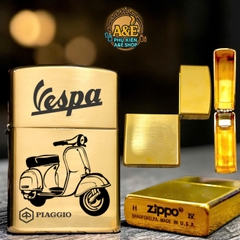 Vỏ Case Zippo Đồng Nguyên Khối Mẫu Vespa Cổ, Quà Tặng Nam Giới