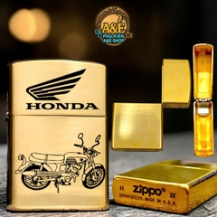 Vỏ Case Zippo Đồng Nguyên Khối Mẫu Honda CB67, Quà Tặng Sưu Tầm