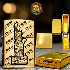 Vỏ Case Zippo Đồng Nguyên Khối Mẫu Nữ Thần Tự Do, Quà Tặng Sưu Tầm
