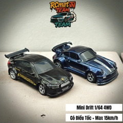 Xe Ô Tô Điều Khiển Từ Xa Mini Tỷ Lệ 1/64 – 4WD Drift Tốc Độ Cao 15Km/h, Đèn LED, Tần Số 2.4GHz – Xe Đua Bàn Làm Việc Cho Người Lớn Và Trẻ Em